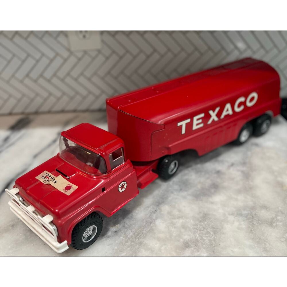 Vintage Buddy L Texaco Tanker Truck Pressed Steel Toy w/ Box Spring Suspension